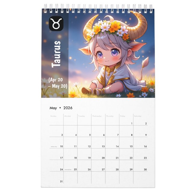 2026 Chibi Niedlicher Zodiakalender - Kawaii Astro Kalender (Mai 2026)