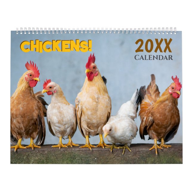 2026 Chickens Wall Calendar Cute Kalender (Titelbild)