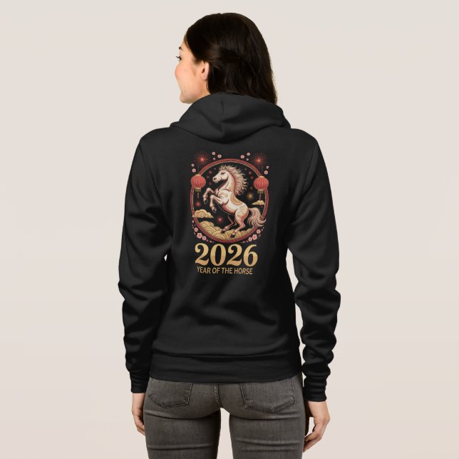 2026 Chinese New Year Of The Horse Zodiac Hoodie (Schwarz voll)