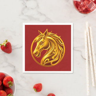 2026 Chinese New Years- Gold Horse Serviette