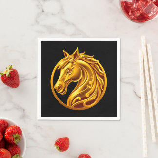2026 Chinese New Years- Gold Horse Serviette