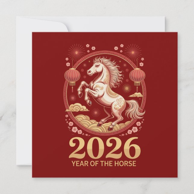 2026 Chinese Year of the Horse Greeting Cards Karte (Vorderseite)