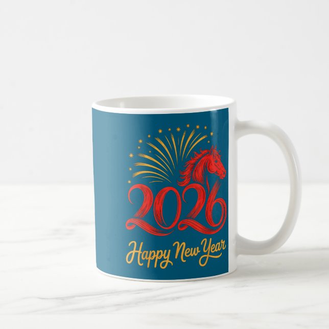 2026 Chinese Zodiac Horse Year Happy New Year Fire Kaffeetasse (Rechts)