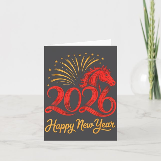 2026 Chinese Zodiac Horse Year Happy New Year Fire Karte (Vorderseite)