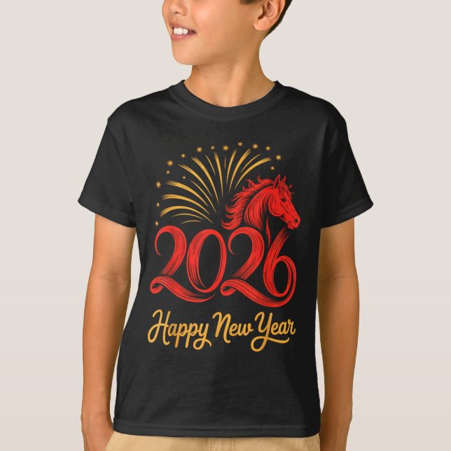 2026 Chinese Zodiac Horse Year Happy New Year Fire T-Shirt (Vorderseite)