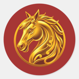 2026 Chinesisches Goldpferd Runder Aufkleber