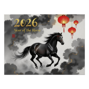 2026 Chinesisches Jahr des Pferdes Poster
