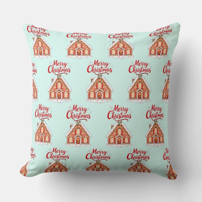 2026 Christmas House Throw Pillow 20x20 Kissen (Vorderseite)