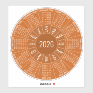 2026 Circle Calendar - Modern Shades - Terra Cotta Aufkleber