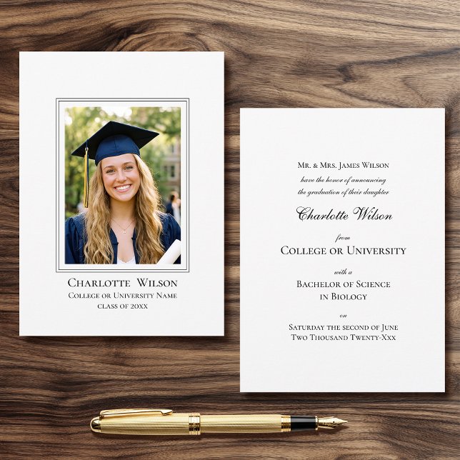 2026 Classic Graduation Announcement Photo Card Ankündigung (Von Creator hochgeladen)