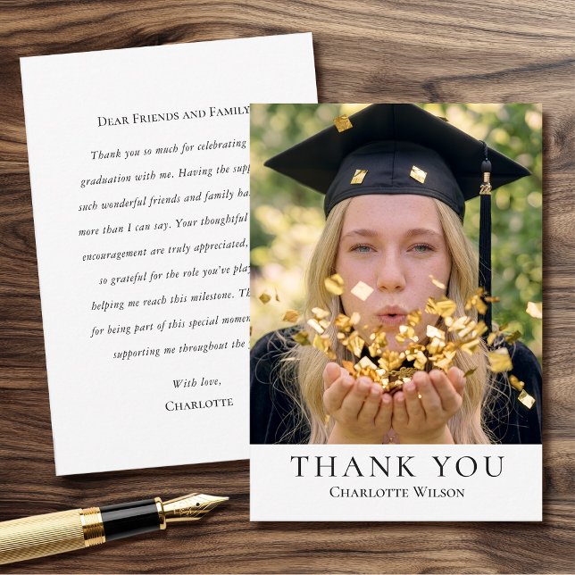 2026 Classic Graduation Thank You Card Photo Dankeskarte (Von Creator hochgeladen)
