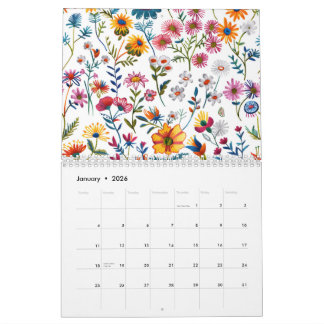 2026 Classic Wildflower Pattern Calendar Kalender