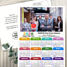 2026 Corporate Foto - farbenfroher Kalender - Feie Feiertagspostkarte
