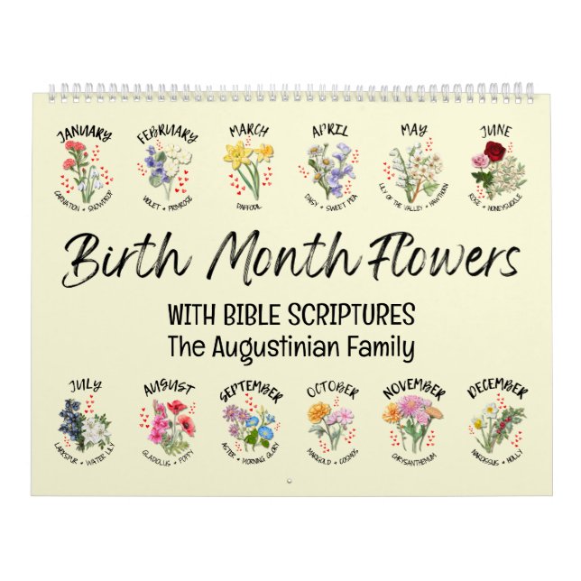 2026 Custom BIRTH MONTH FLOWERS Bible Verse Photo Kalender (Titelbild)