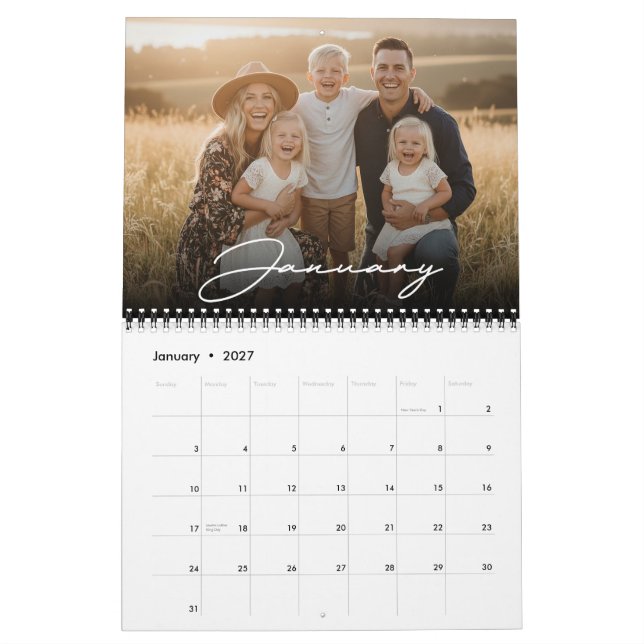 2026 Custom Family Photo Modern Elegant Script  Kalender (Jan 2027)
