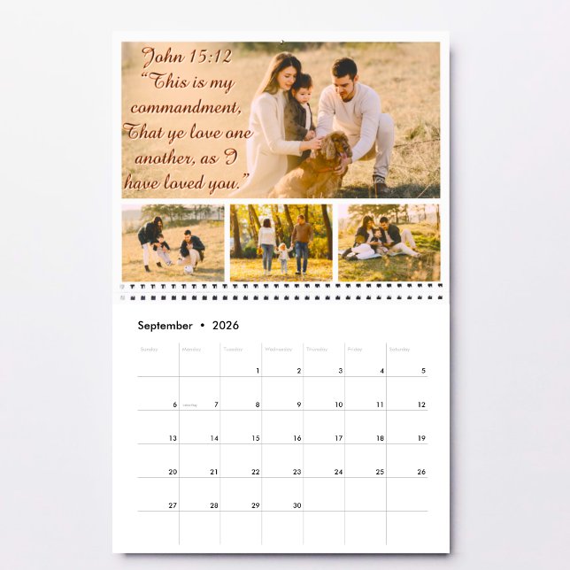 2026 Custom Sessings Fotos Scripture Christlich Kalender (2026 Retro Blessings Photos Scripture Christian Calendar)