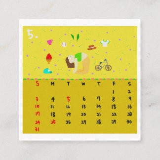 2026 Cute Cartoon Yoga Poses Calendar, Health Quadratische Visitenkarte