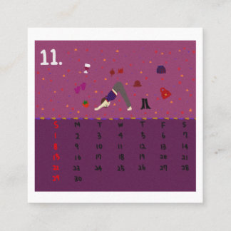 2026 Cute Cartoon Yoga Poses Calendar, Health Quadratische Visitenkarte