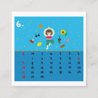 2026 Cute Cartoon Yoga Poses Calendar, Health Quadratische Visitenkarte