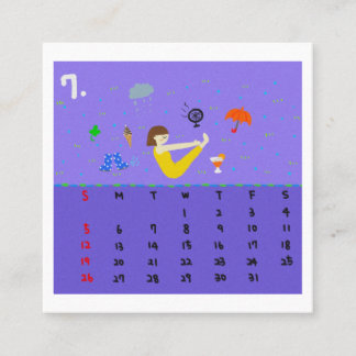 2026 Cute Cartoon Yoga Poses Calendar, Health Quadratische Visitenkarte