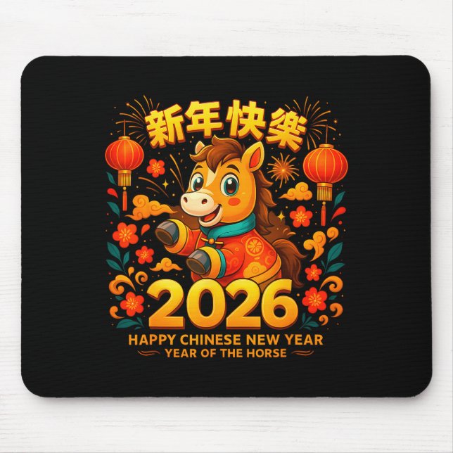 2026 Cute Horse Lunar New Year Chinese Zodiac Art  Mousepad (Vorne)