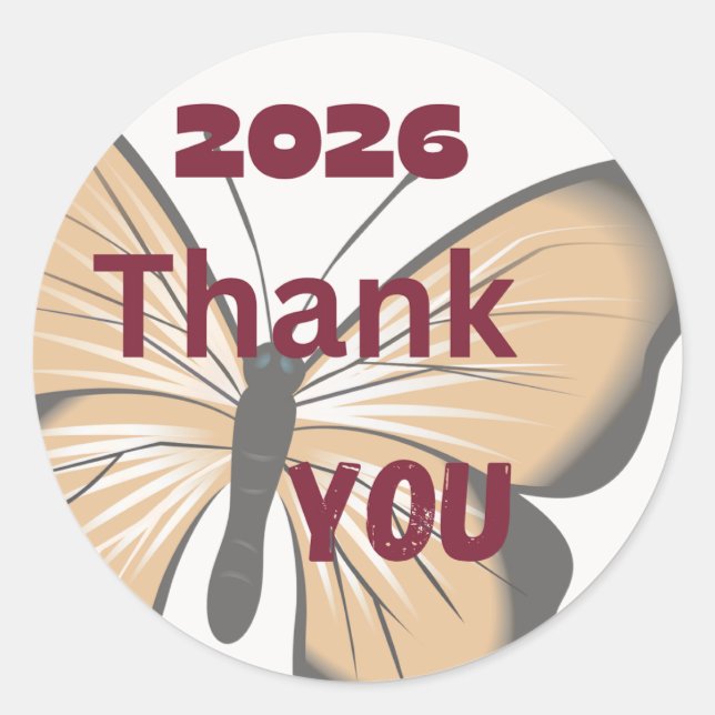 2026 Danke Schmetterling Aufkleber (Vorderseite)