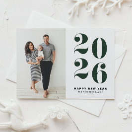 2026 Dark Green Bold Typography New Year Photo Feiertagskarte