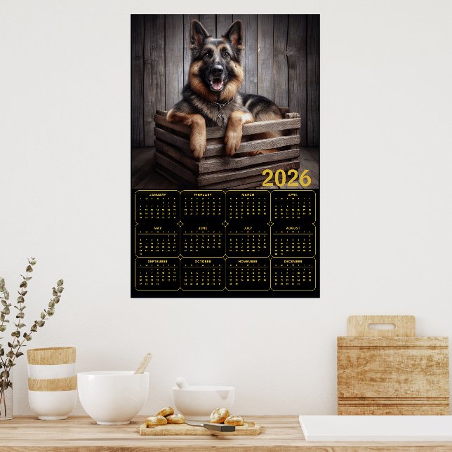 2026 Deutscher Schäferhund-Kalender Poster (Küche)