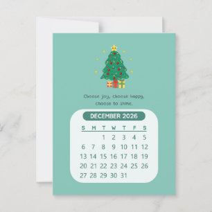 2026 Dezember Monatlicher Kawaii Motivationskalend Postkarte