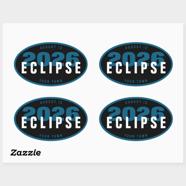 2026 Eclipse-Beobachtungsort Benutzerdefiniert In  Ovaler Aufkleber (Blatt)