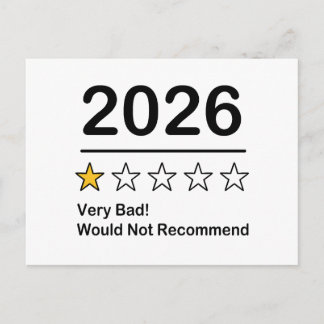 2026 eine Sternebewertung sehr schlechtes Jahr Ankündigungspostkarte
