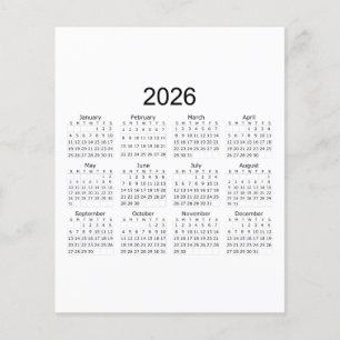 2026 Einfacher Minimalistischer Kalender Flyer
