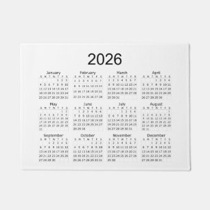 2026 Einfacher Minimalistischer Kalender Fußmatte