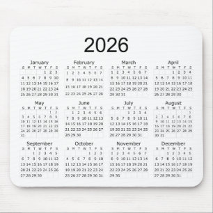 2026 Einfacher Minimalistischer Kalender Mousepad