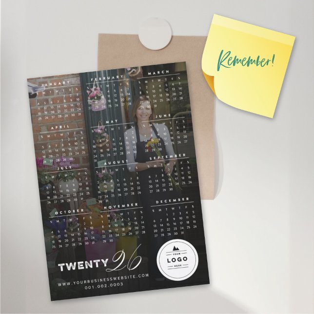 2026 Einfaches Typografie-Kalender Magnetkarte (2026 Simple Typography Calendar Magnetic Card @ fat_fa_tin)