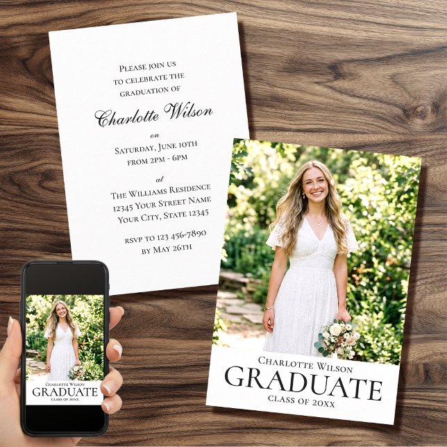2026 Elegant Graduation Party Invitation Photo Einladung (Von Creator hochgeladen)