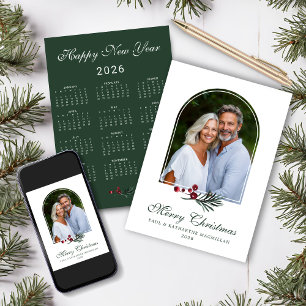 2026 Elegante Tannenbogen-Weihnachts-Fotokalender Feiertagskarte