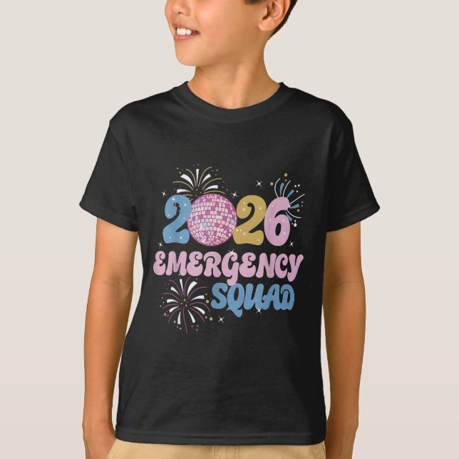 2026 Emergency Squad Er Nurse Happy New Year Disco T-Shirt (Vorderseite)