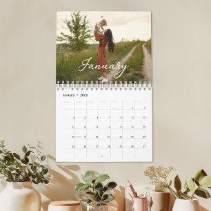 2026 Familien-Personalisierter Foto-Chic-Script-Ka Kalender