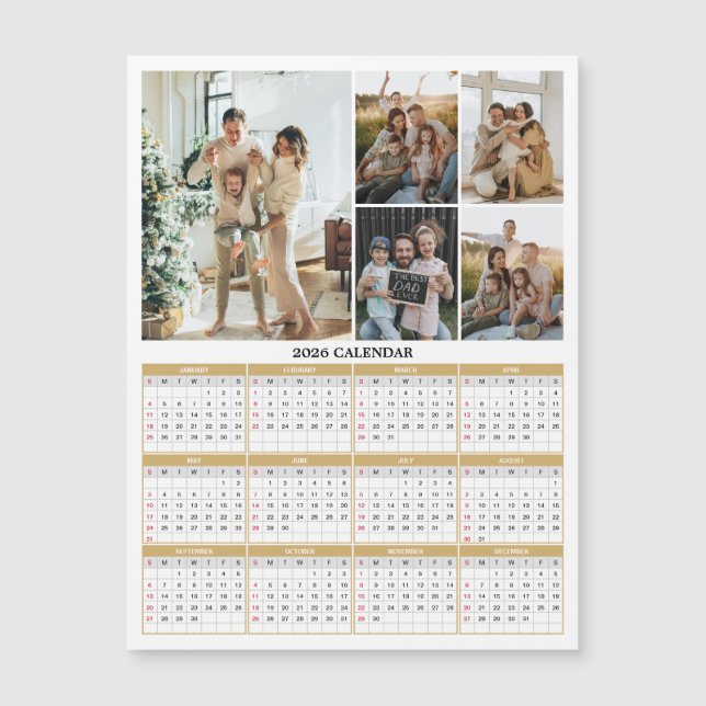 2026 Family Photos Calendar Magnetic Card Magnetkarte (Vorderseite)