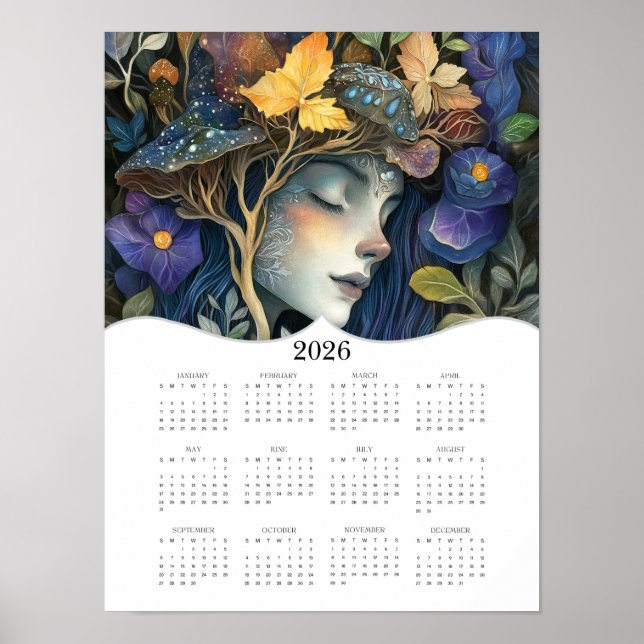 2026 Fantasy Nature Woman Full Year Wall Calendar Poster (Vorne)