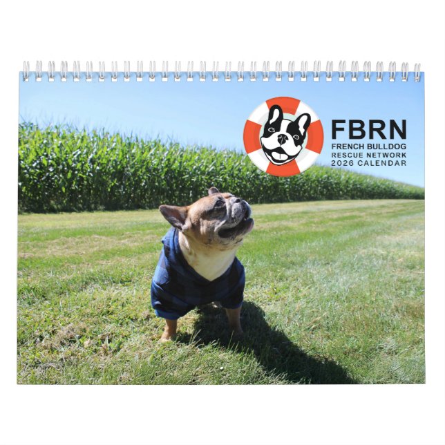 2026 FBRN French Bulldog Rescue Network Calendar Kalender (Titelbild)