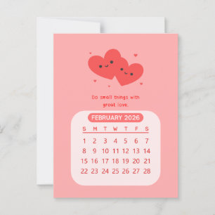 2026 Februar Monatlicher Kawaii Motivationskalende Postkarte