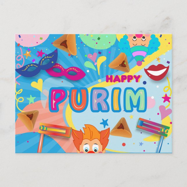 2026 Fest des Happy Purim Postkarte (Vorderseite)