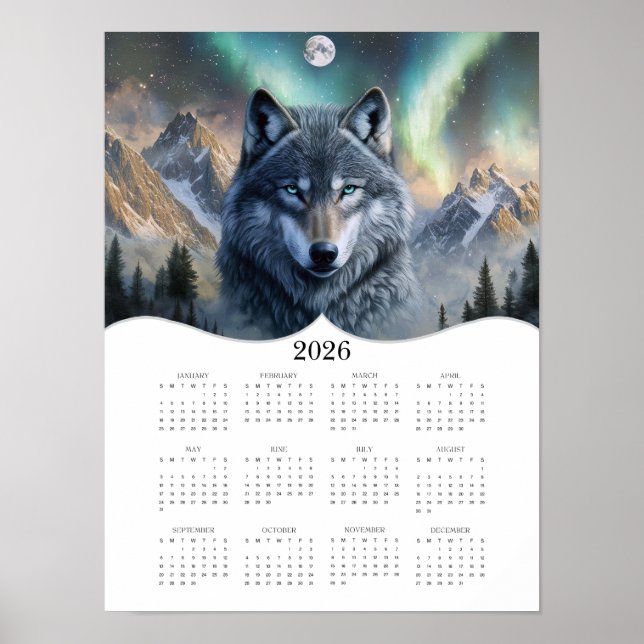 2026 Festlicher Wolf Fantasy Kunst Volljähriger Ka Poster (Vorne)