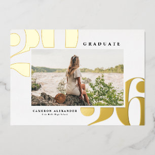 2026 Fette Typografie Foto-Abschluss Gold Folieneinladung