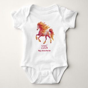 2026 Feuriges Pferd – Frohes chinesisches Neujahr Baby Strampler