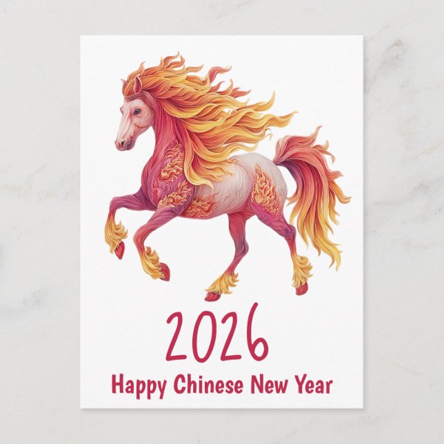 2026 Fiery Horse – Happy Chinese New Year Postkarte (Vorderseite)