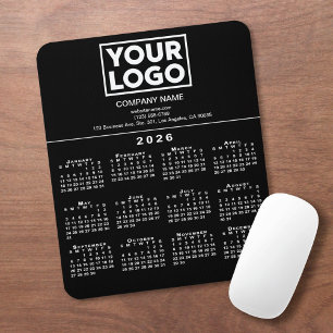 2026 Firmenlogo und Text auf Schwarz Mousepad