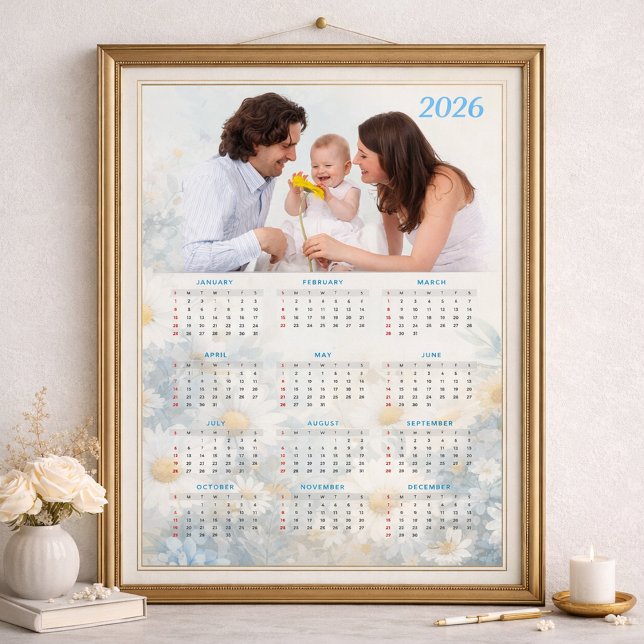 2026 Floral Calendar with Family Photo Poster (Von Creator hochgeladen)